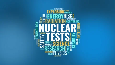 Nuclear Tests Concept Word Cloud Animation Featuring Scientific Research En.. Stock Footage 341665372