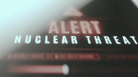 Nuclear Threat Warning Banner Selective Focus Display Stock Footage 330653859