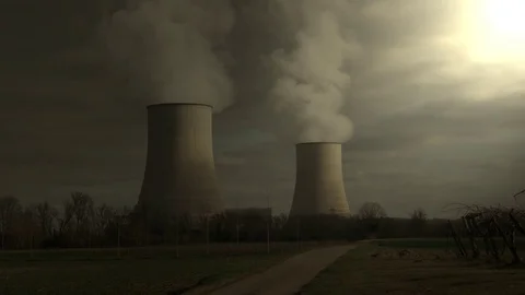 Nuclear tower human disintegration Stock Footage