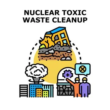 Nuclear toxic waste cleanup process preventing environmental pollution Stock Illustration