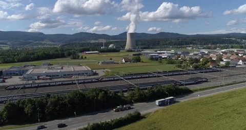 Nuclear train - Aerial 4K Stock Footage 90458327