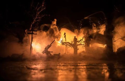 Nuclear war concept. Explosion of nuclear bomb. Creative artwork decoration i Stock-Fotos