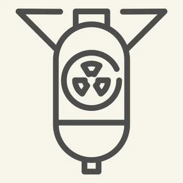 Nuclear warhead line icon. Atomic bomb vector illustration isolated on white Stock Illustration