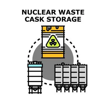 Nuclear waste cask storage containing radioactive materials icon Stock Illustration