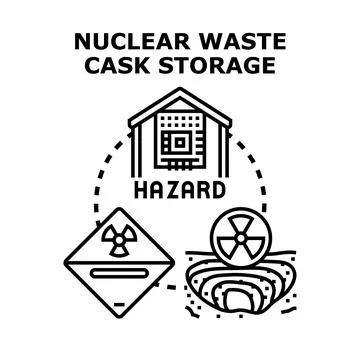 Nuclear waste cask storage hazard concept illustration Stock Illustration