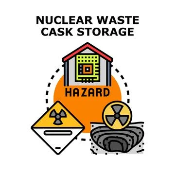 Nuclear waste cask storage hazard concept illustration Stock Illustration