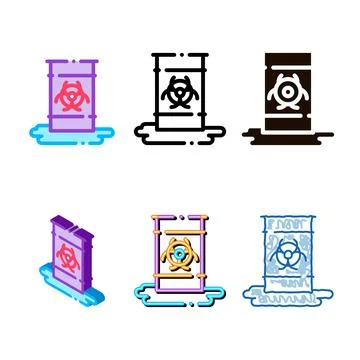 Nuclear waste container pack vector thin line icon Stock Illustration