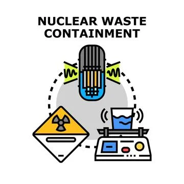 Nuclear waste containment concept with warning sign Stock Illustration