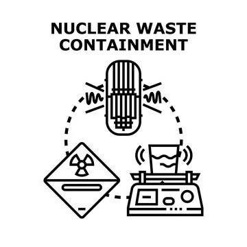 Nuclear waste containment concept with warning sign Stock Illustration