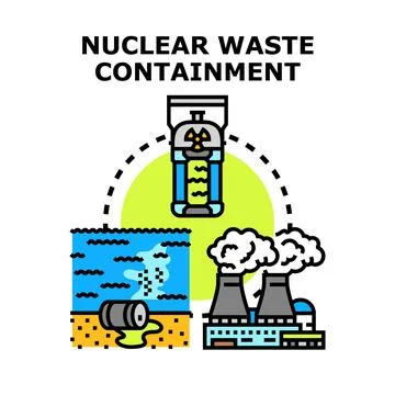 Nuclear waste containment preventing environment pollution concept Stock Illustration