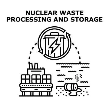 Nuclear waste processing and storage concept illustration Stock Illustration