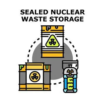 Nuclear waste storage containers protecting radioactive material Stock Illustration