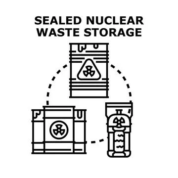 Nuclear waste storage containers protecting radioactive material Stock Illustration