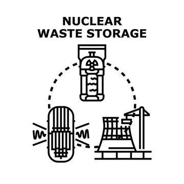 Nuclear waste storage process and radioactive materials disposal Stock Illustration