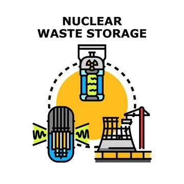 Nuclear waste storage process and radioactive materials disposal Stock Illustration
