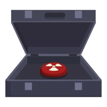 Nuclear weapon case red button icon cartoon vector. War blast Stock Illustration