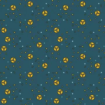 Nuclear Weapon in Galaxy vector Radiation colored seamless pattern Stock Illustration