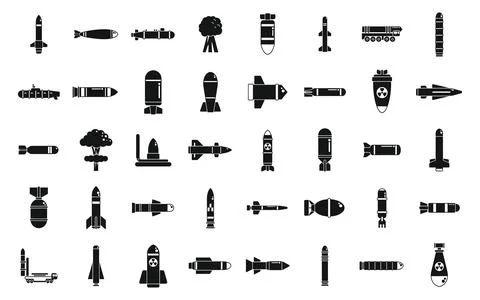 Nuclear weapon icons set simple vector. Military gun army Stock Illustration