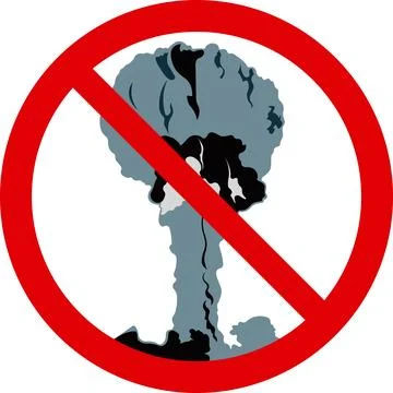 Nuclear weapon. Nuclear explosion in the atmosphere prohibition. Stock Illustration