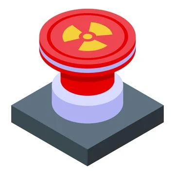 Nuclear weapon red button icon isometric vector. Power missile Stock Illustration