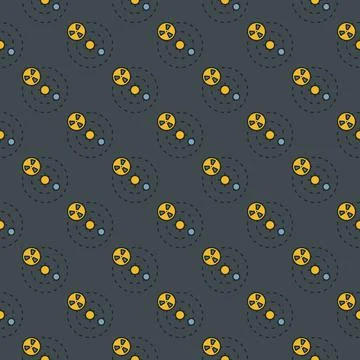 Nuclear Weapon in Space with Earth and Sun vector colored seamless pattern 스톡 일러스트