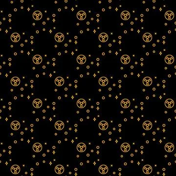 Nuclear Weapon in Space vector Radiation seamless pattern in thin line style Stockillustratie