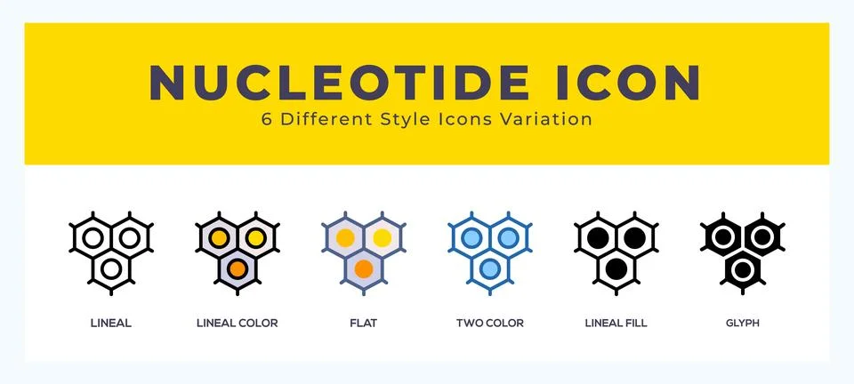 Nucleotide icon set with different styles. Vector illustration. Stock Illustration