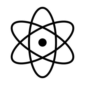 Nucleus and orbital electrons. Atom. Vector. Stock Illustration