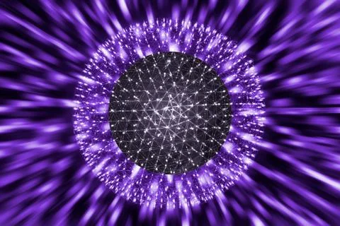 Nucleus of Atom Ball or Nuclear Explode Ray radiation light science concept. Stock Illustration