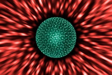 Nucleus of Atom Ball or Nuclear Explode Ray radiation light science concept. 스톡 일러스트