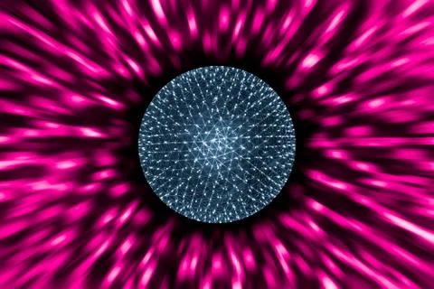Nucleus of Atom Ball or Nuclear Explode Ray radiation light science concept. 스톡 일러스트