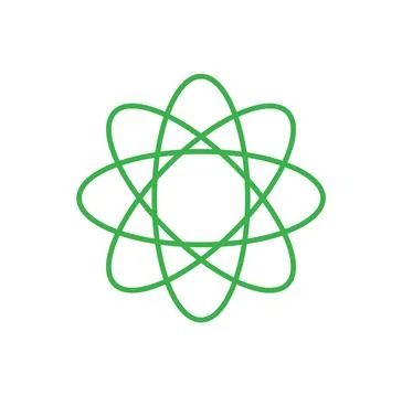 Nucleus atom logo icon isolated Stock Illustration