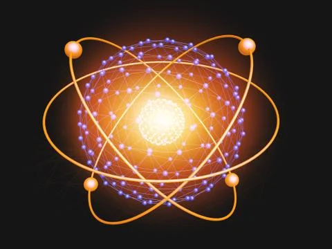 Nucleus of Atom Nuclear explode ray radiation light science abstract blur b.. Stock Illustration