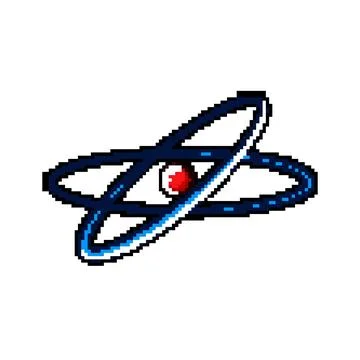 Nucleus atom pixel art vector illustration Stock Illustration