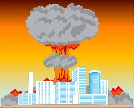 Nucleus blast and city Stock Illustration
