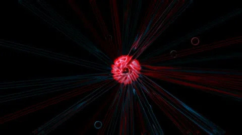 Nucleus launch lines probe in space,computer virtual data fibre optic cable ray Stock Footage 8895686