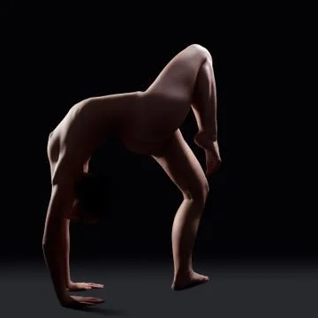 Nude acrobatic woman posing in studio Stock Photos