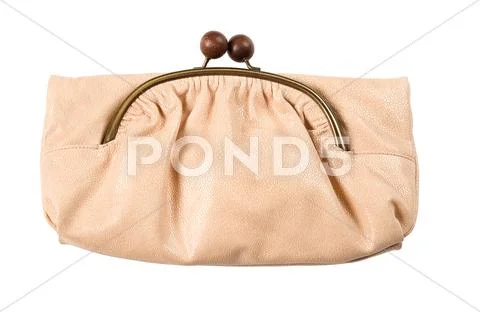 Nude reptile leather clutch Stock Photos