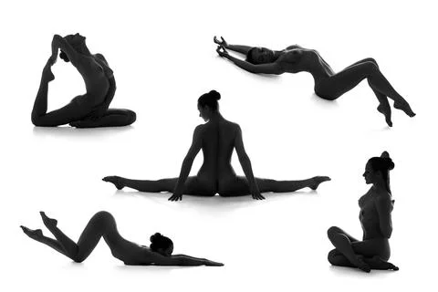 Foto de young woman naked yoga do Stock