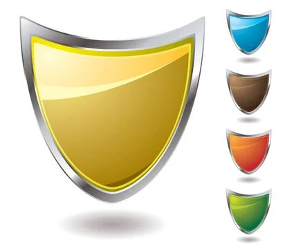 Nudge shield Collection of shields in different colours with drop shadow C... Stock Photos