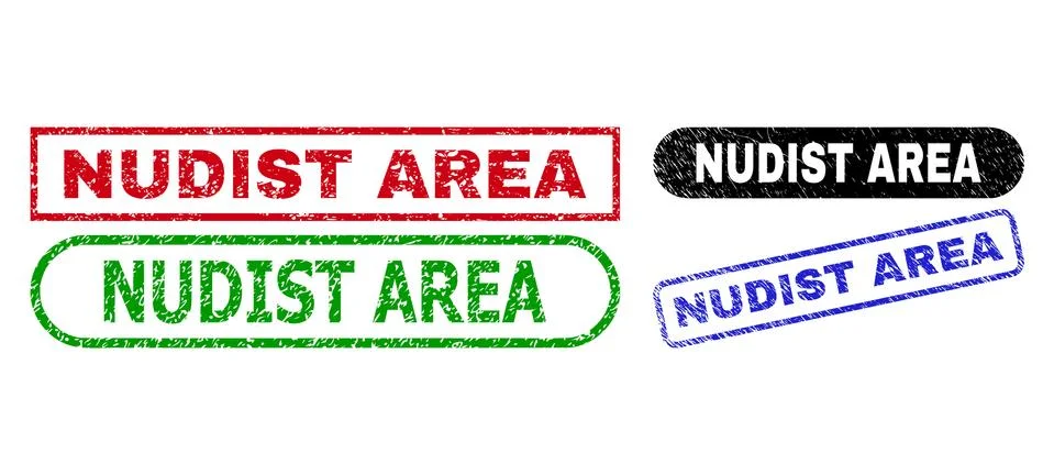 NUDIST AREA Rectangle Stamps Using Corroded Style Stock Illustration