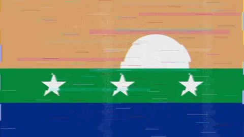 Nueva Esparta Glitch Flag Vector - RGB Split Digital Video Frame Design Stock Illustration