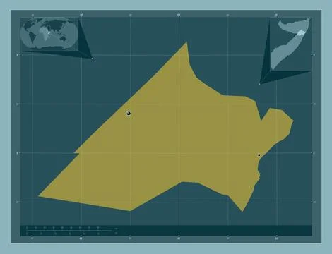 Nugaal, Somalia. Solid color shape. Locations of major cities of the region イラスト素材