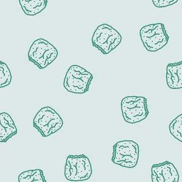 Nugget chicken fried line vector seamless pattern Stock Illustration