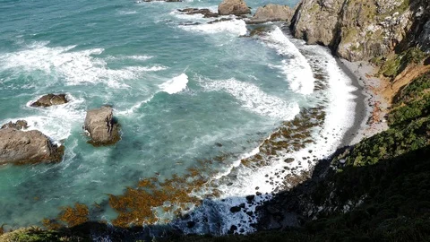 Nugget Point lighthouse, the Catlins, South Island, New Zealand. Stock Footage 125456422