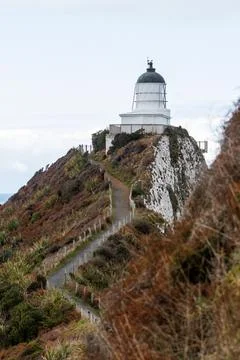 Nugget point Lighthouse Foto stock