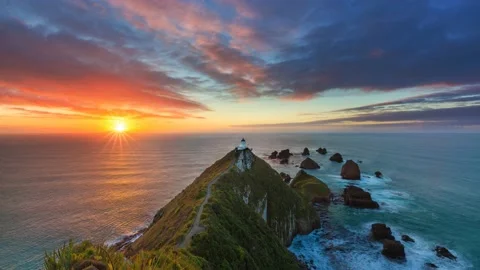 Nugget Point Sunrise Stock Footage 132462732