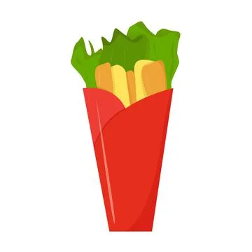 Nuggets with salad in package isolated on white background Stock Illustration