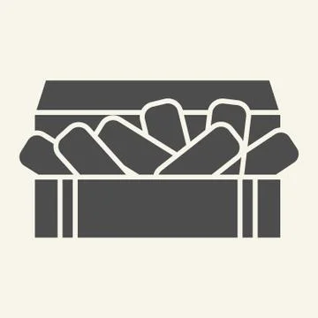 Nuggets solid icon. Chicken in box vector illustration isolated on white. Fried 스톡 일러스트