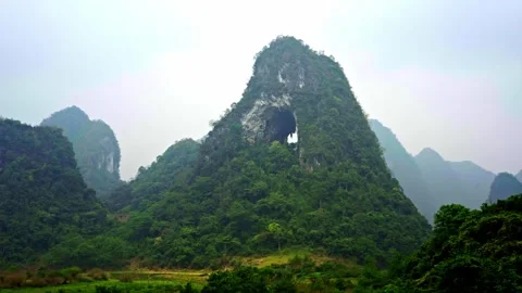 Nui Mat Than Karst Mountain and Cave in Cao Bang Stock Footage 344016162
